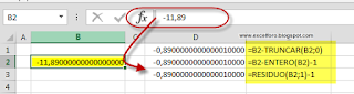 Parte decimal de un número con Excel