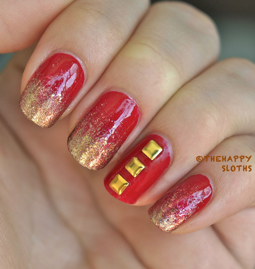 Iron Man Inspired Nails Manicure Featuring Nail Art Studs The