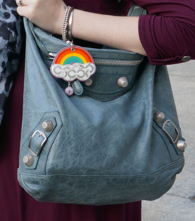 balenciaga day bag coach rainbow charm on zipper