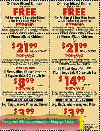 Popeyes printable coupons