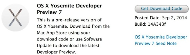 OS X Yosemite 10.10 Developer Preview 7 (DP7) (Build 14A343f)