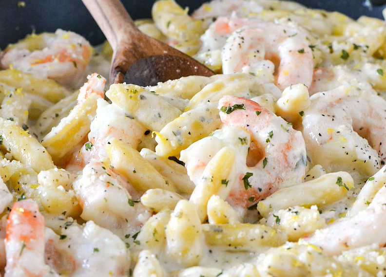 OnePot Parmesan Garlic Shrimp Pasta Food Lover