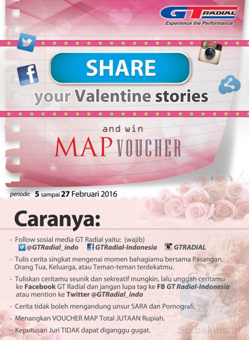Kontes Cerita Valentine GT Radial Berhadiah Voucher MAP Jutaan Rupiah Kontes Cerita Valentine GT Radial Berhadiah Voucher MAP Jutaan Rupiah