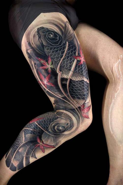 koi fish tattoos on leg koi balığı dövmeleri koi fish tattoos on leg koi balığı dövmeleri