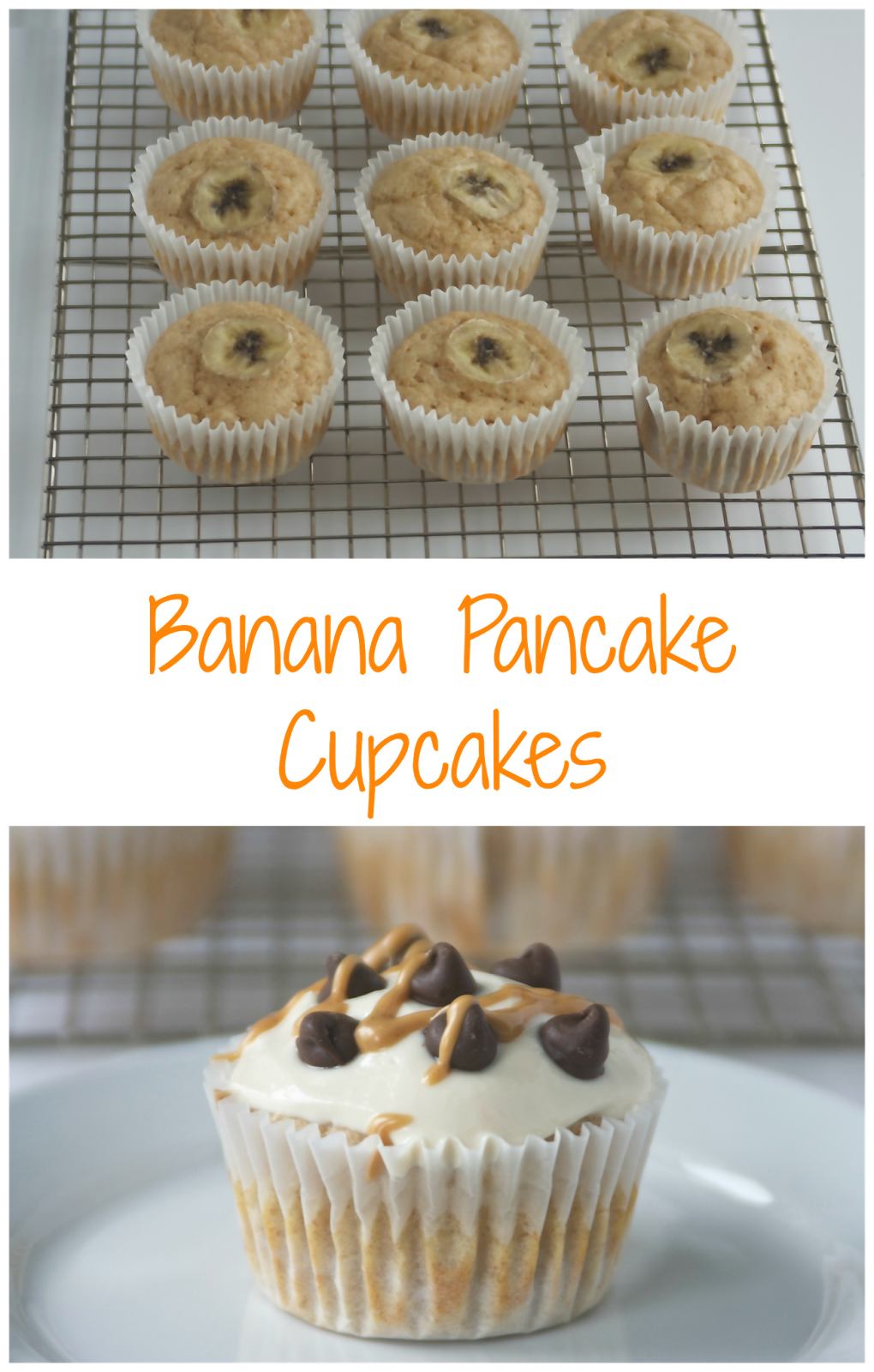 Bite of Health Banana Pancake Cupcakes with Maple Greek Yogurt Frosting