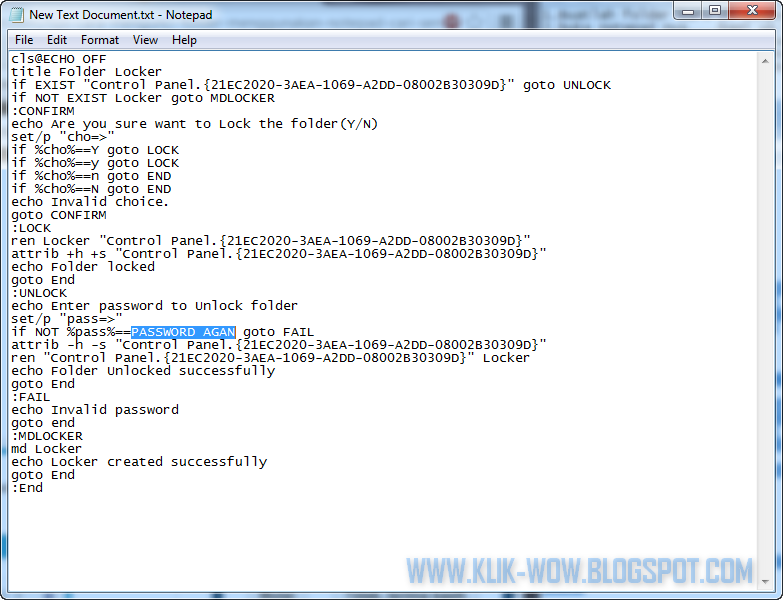 Giving a password on folders using notepad This Wow
