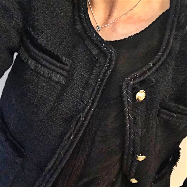 My Midlife Fashion, Mint Velvet lace top, j crew cropped lady jacket wtih gold buttons, zara boyfriend distressed jeans, pointed stud leopard print flat shoes