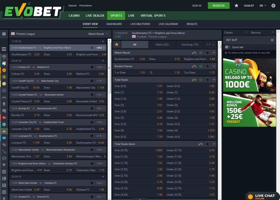 Evobet Screen