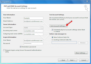 Test Account Settings
