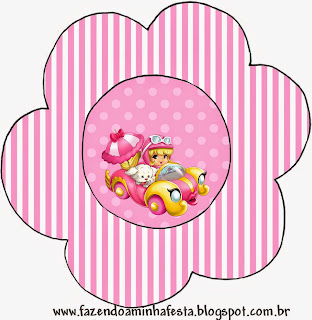 Penelope Glamour Bebé: Invitaciones para Imprimir Gratis. Tarjeta con forma de Flor de Penelope Glamour Bebé.