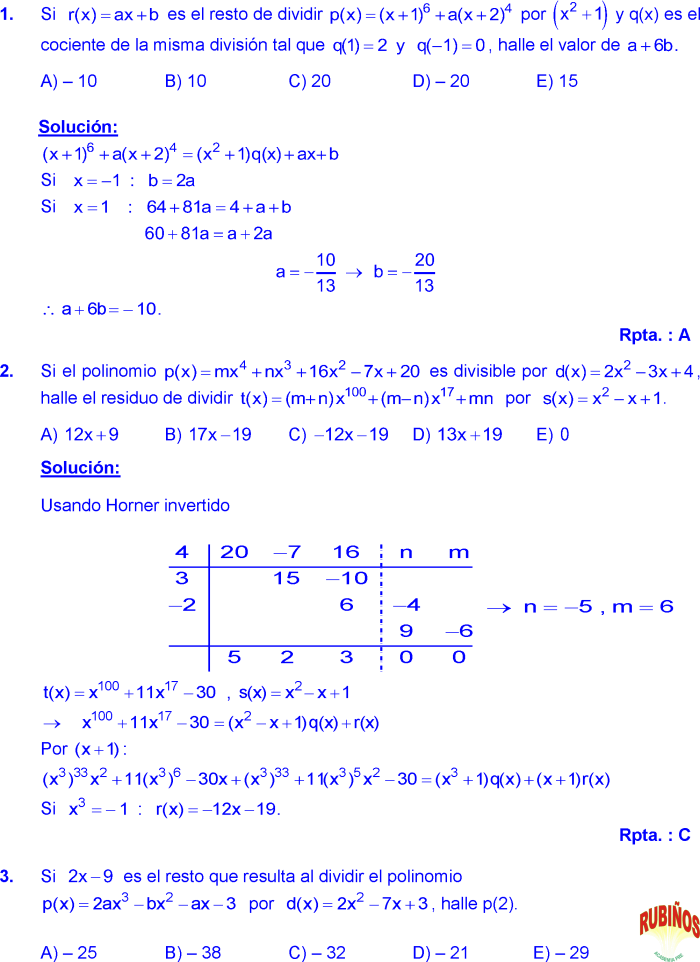 DIVISIÓN DE POLINOMIOS HORNER RUFFINI PASO A PASO DESDE CERO CON ...