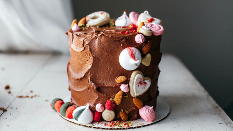 Almond Butter Cake with Chocolate Frosting Almond Butter Cake with Chocolate Frosting