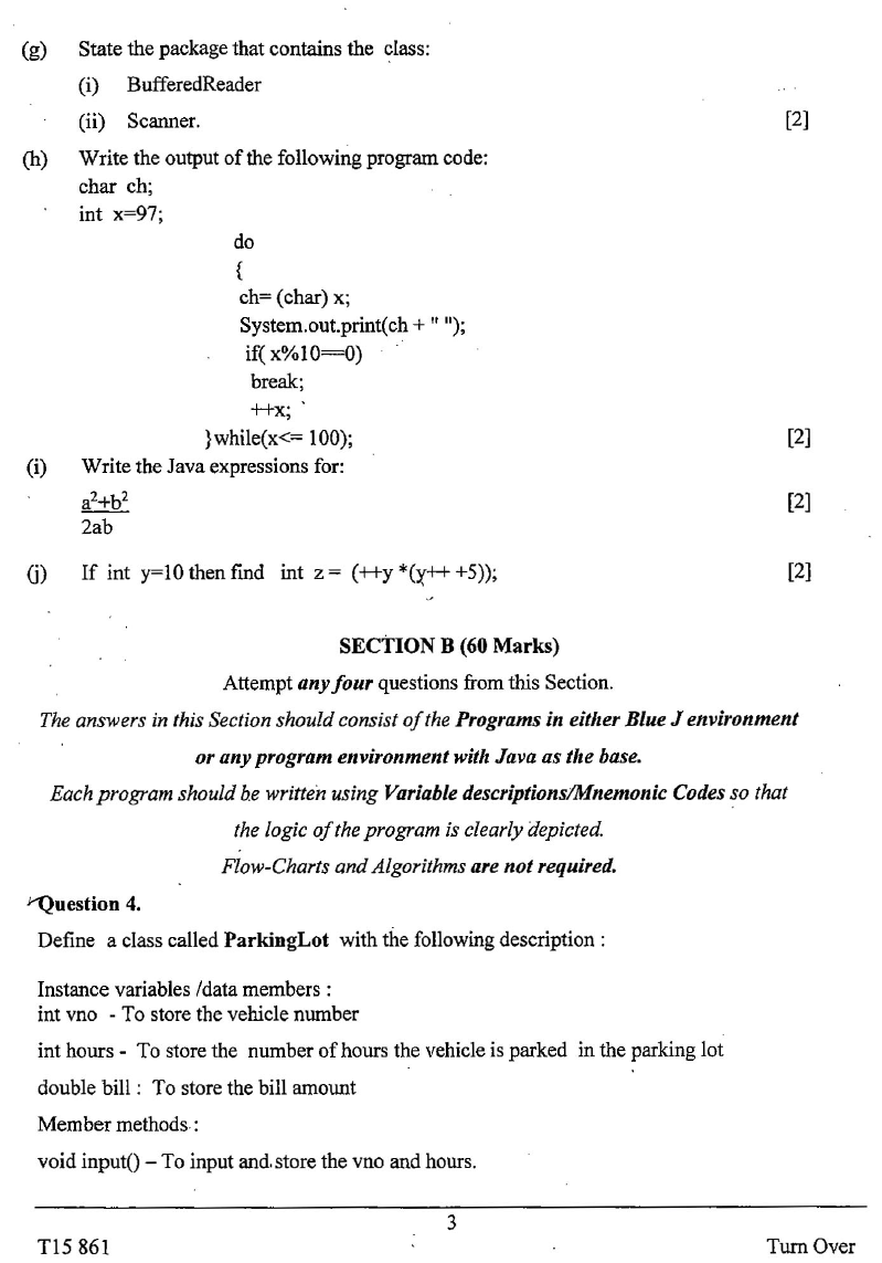 Icse previous exam paper computer application 2015 question paper
