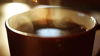 java poured and steaming in the morning sun