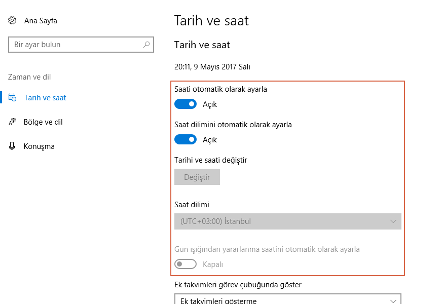 Windows'da tarih, saat ve ilgili ayarlar nasıl özelleştirilir 5 Windows 10 tarih ve saat ayar%25C4%25B1 5