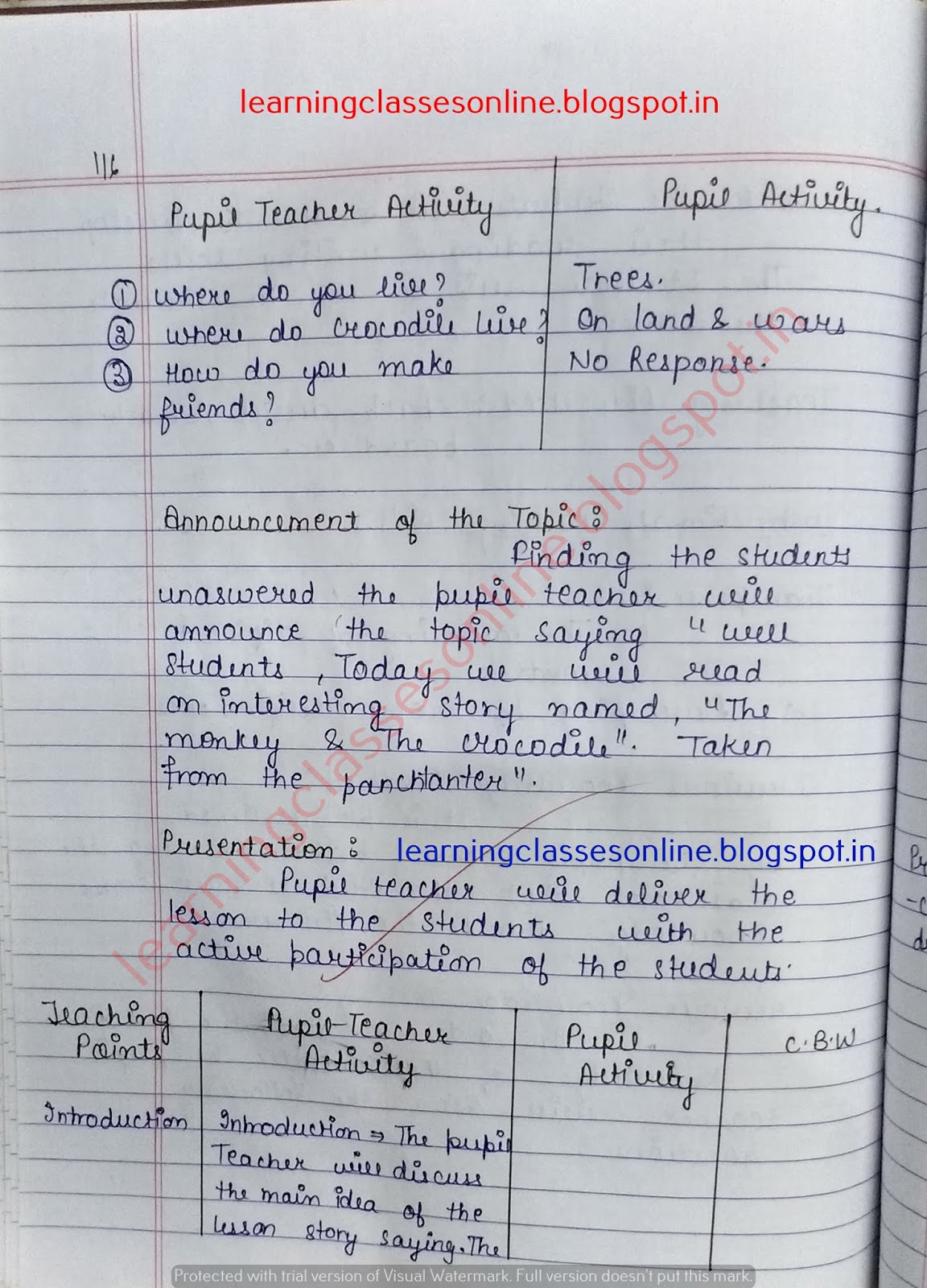 example of lesson plan for english subject,