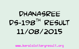 DHANASREE DS 198 Lottery Result 11-8-2015