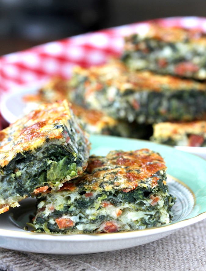 These Pepperoni Pizza Spinach Squares are the perfect appetizer or vegetable side dish. They are so rich and cheesy.