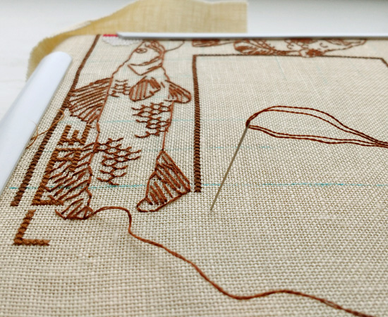 Fish, sampler, process, процесс вышивка, embroidery