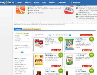 Using Coupons at the Grocery Store:  This one I love! I am a bit of a coupon fanatic, so if you’re anything like me, this will be something that (yet again) you already do on the norm. This one is really great because you get a 2 for 1 bonus. Not only do you get some great coupon discounts, you also get extra SwagBucks for each one used. That’s 10 to be exact. That equals out to about 10 cents off each coupon. That’s a pretty nice deal if I do say so myself.