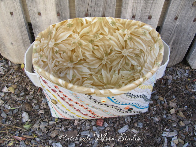 Patchouli Moon Studio~ Fabric Basket with Decorative Stitches