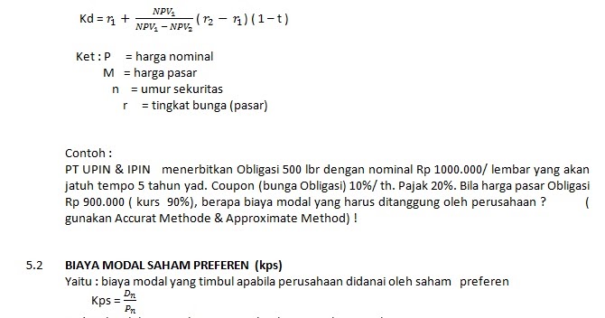 Contoh Soal Cost Of Capital Manajemen Keuangan Bagikan Contoh