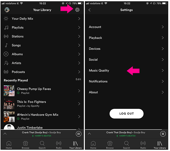 impostazioni mobile Android e iOS qualità musica spotify