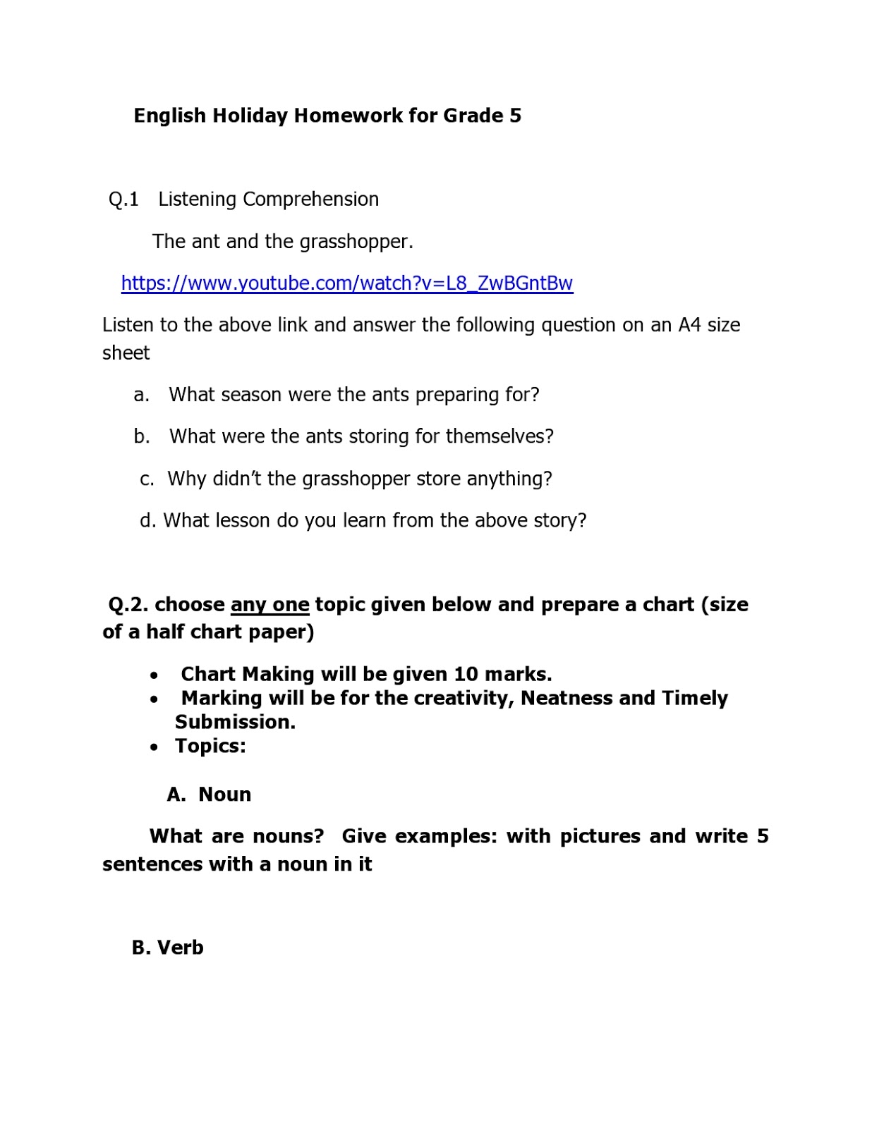 holiday homework for class 5 all subjects 2023