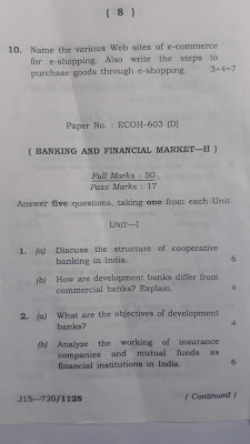 6th Semester Economic Honours Question Paper Assam University Paper ECOH-603