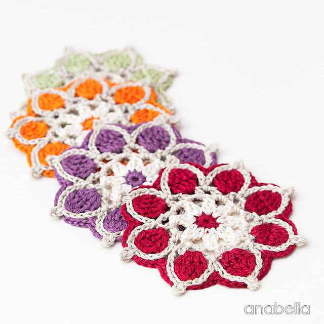 Winter Flowers crochet coasters, motif # 1 / 2017 Anabelia Craft Design