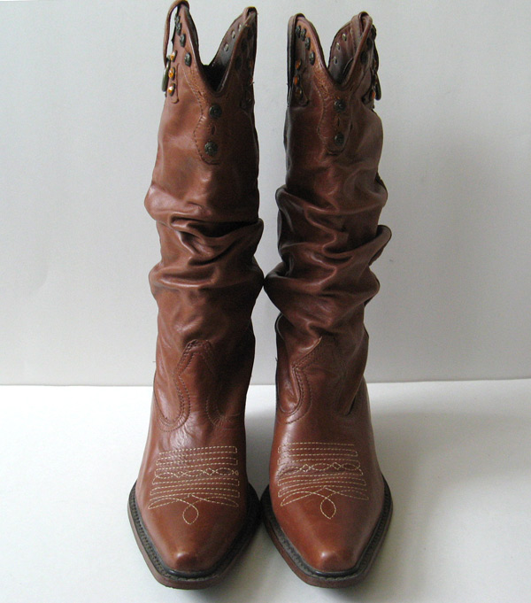 STEVE MADDEN BROWN LEATHER COWBOY BOOTS WOMENS BOOTS SIZE 8.5