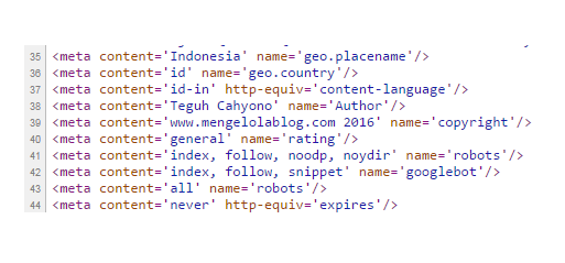 contoh penggunaan meta tags dalam template blog