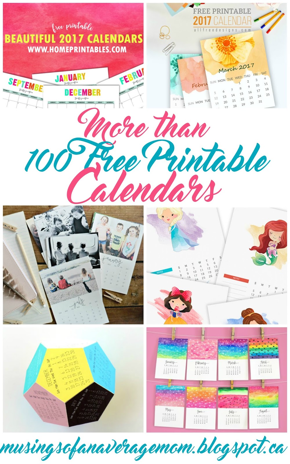 Musings of an Average Mom More than 100 Free Printable 2017 calendars