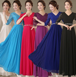 6-Color Half Sleeve Lace Top Sequin Waist Chiffon Dress