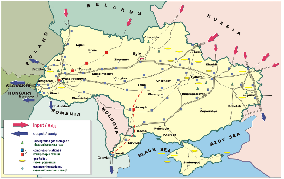 Ukrainian Gas Pipelines Map