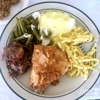 A traditional Amish meal prepared by Erb's Catering in Ohio's Amish country.