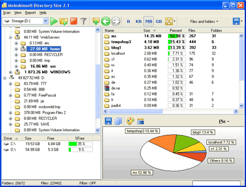 Folder sizes directory sizes mahey software