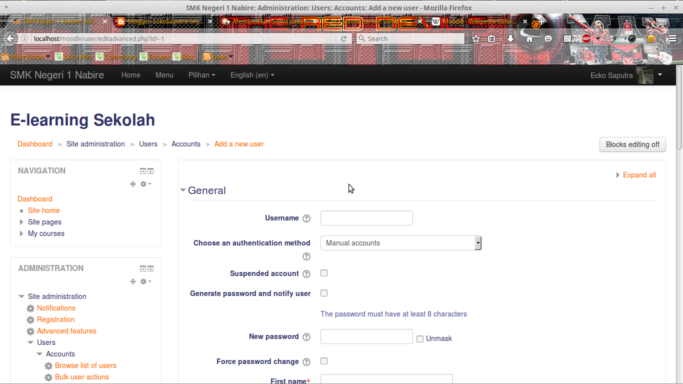 Site accounts. Site accounts