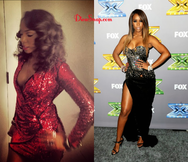 WHAT DIRTY LAUNDRY: KELLY ROWLAND WEAR A FAB DAZZLE RED DRESS & TURN HEADS WITH THIGH HIGH SLIT -DivaSnap.com