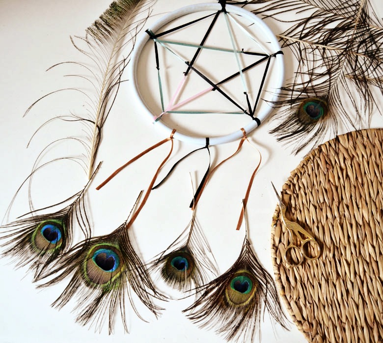 Atrapasuenos De Plumas De Pavo Real Atrapasuenos Para La Decoracion De La Pared Del Hogar Jardin Jardin Decoracion De Exterior