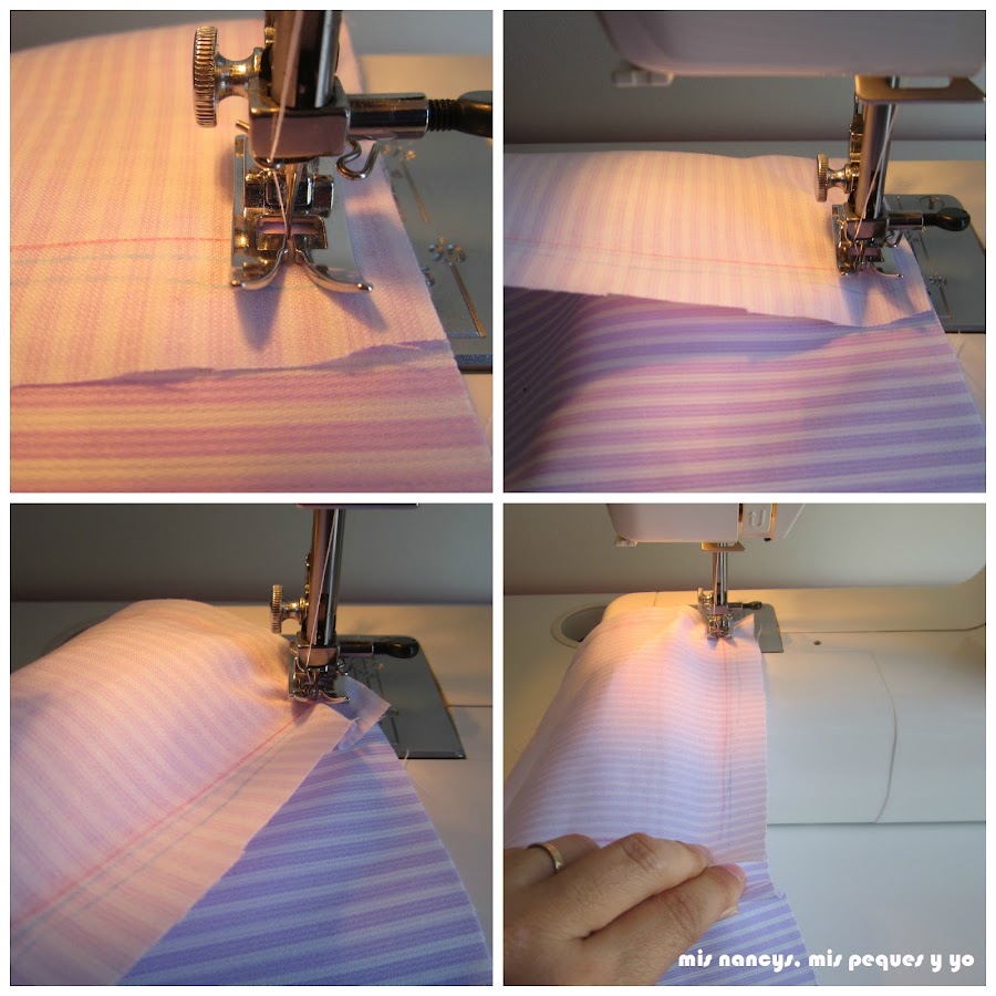 mis nancys, mis peques y yo, tutorial DIY funda cestas, dejar aguja clavada en las esquinas