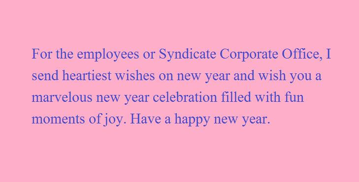 Happy New Year wishes for Employees