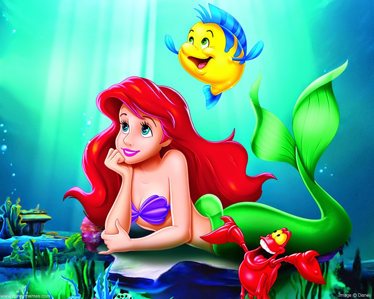 Pequena Sereia Ariel e Linguado