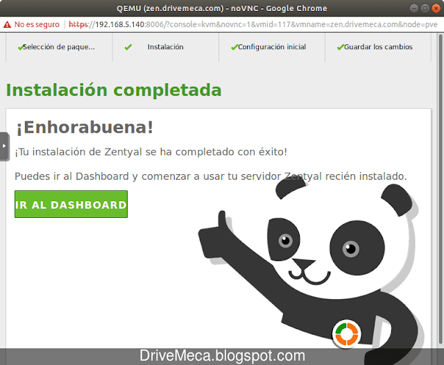 Terminada la configuracion, vamos al dashboard web