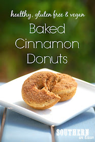 Healthy Baked Cinnamon Donuts Recipe - Gluten free, vegan, low fat, low sugar, egg free, dairy free