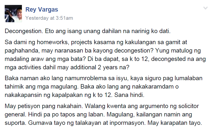 Congestion in DepEd's K to 12