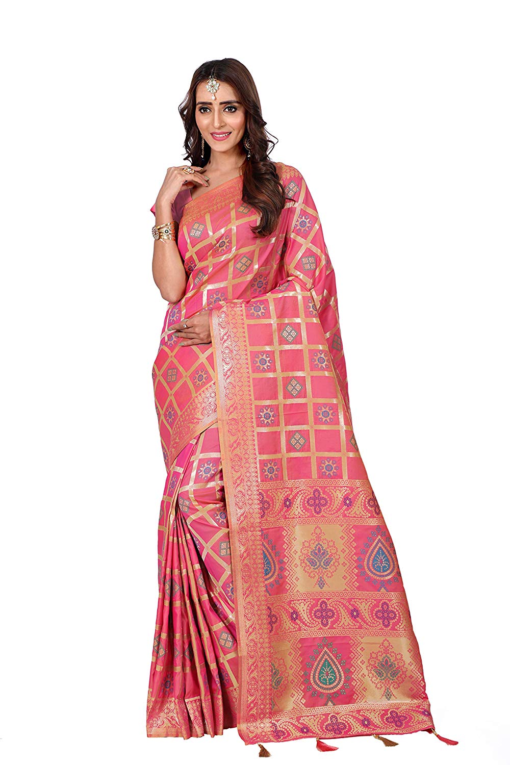 Silky Sarees Women Banarasi Silk Saree with Heavy Blouse Piece 