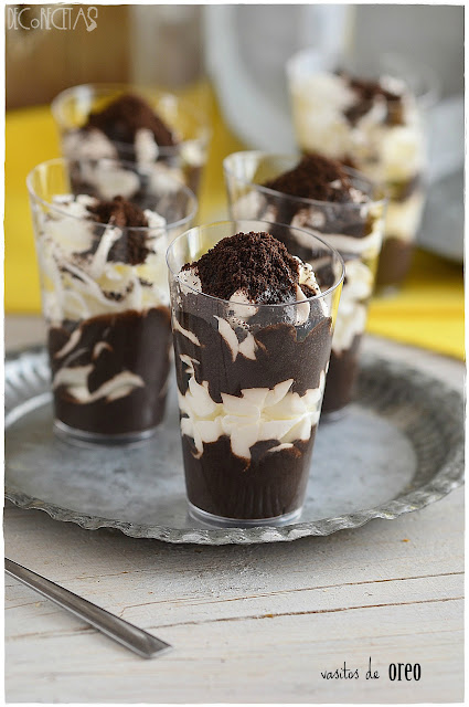 postre de oreo frío-vasitos de postre- vasitos de chocolate