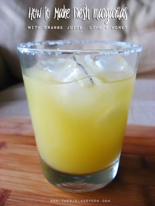 How to Make Fresh Margaritas with Orange Juice, Lime & Raw Honey | www.therisingspoon.com