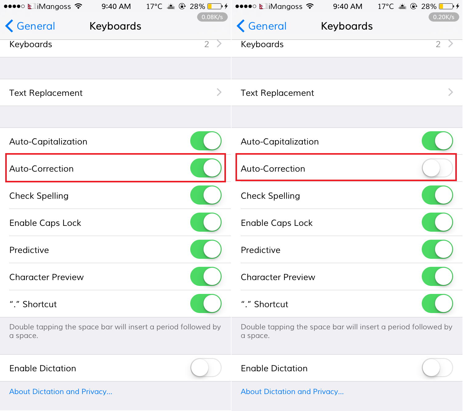 How to turn off Auto Corrections on iPhone, iPad & iPod touch iMangoss